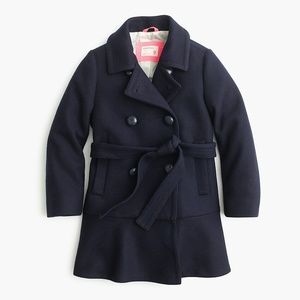 J.Crew Ruffle-Hem Wool Coat Size 2 Navy
